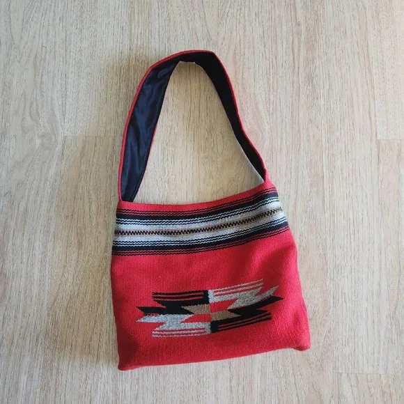 Orteca's Chimayo 100% Wool Hand Woven Navajo Native Southwest Shoulder Bag - Picture 2 of 9